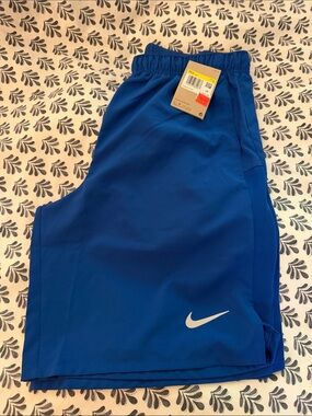 NWT Nike Royal Blue Dri Fit Challenger Performance Shorts with White Swoosh, S
